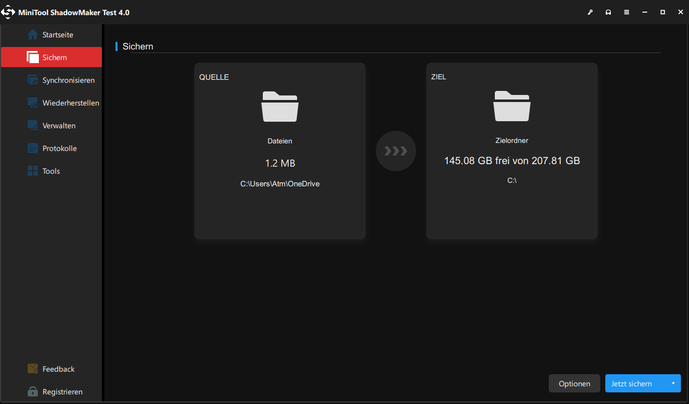 Minitool ShadowMaker Back-Up-System