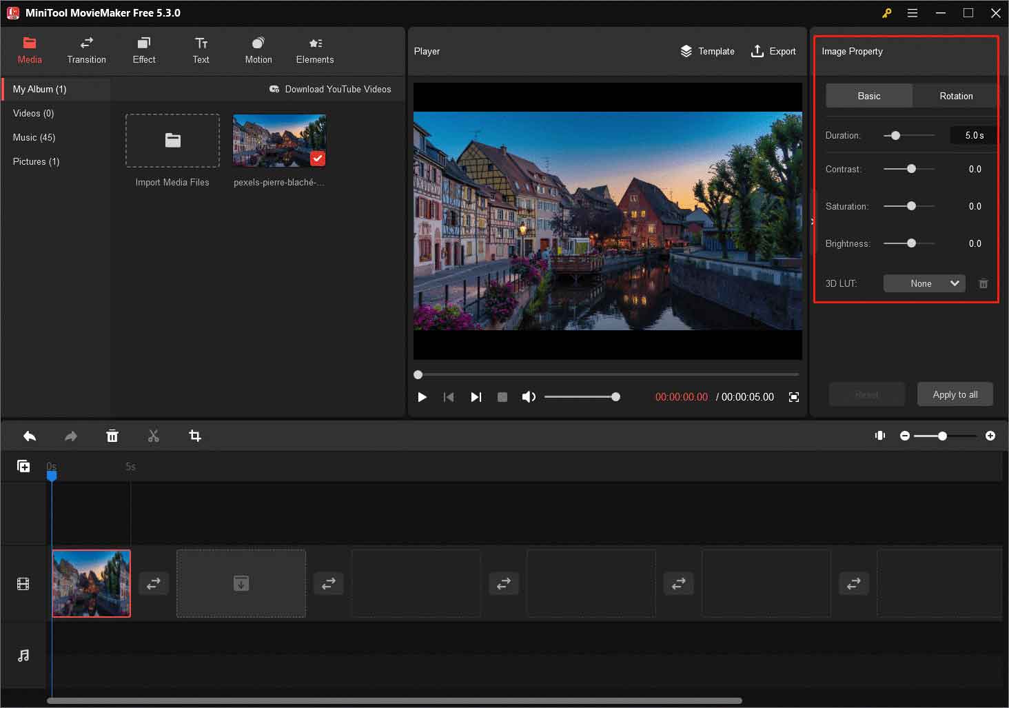 Bearbeiten Sie die Image-Eigenschaft in MiniTool  MovieMaker