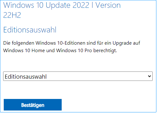 Wählen Sie eine Windows 10 Edition