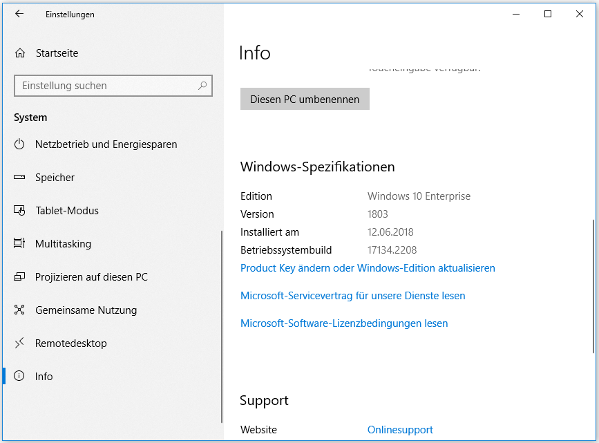Windows-Version prüfen