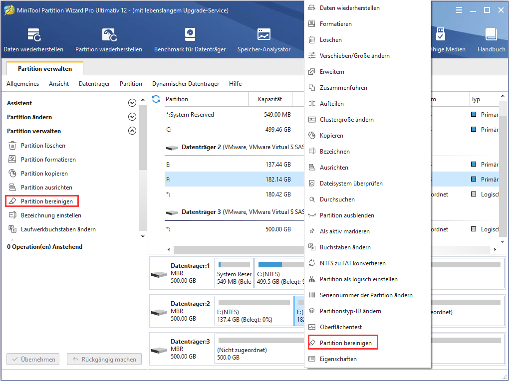So bereinigen Sie eine Partition | Anleitung von MiniTool Partition Wizard - MiniTool