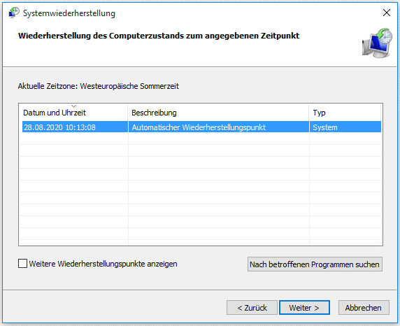 Windows-Systemwiederherstellung ausführen