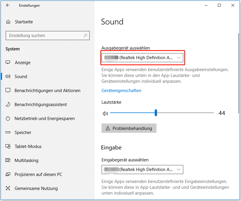 Standard-Wiedergabegeräte Windows 10 ändern.