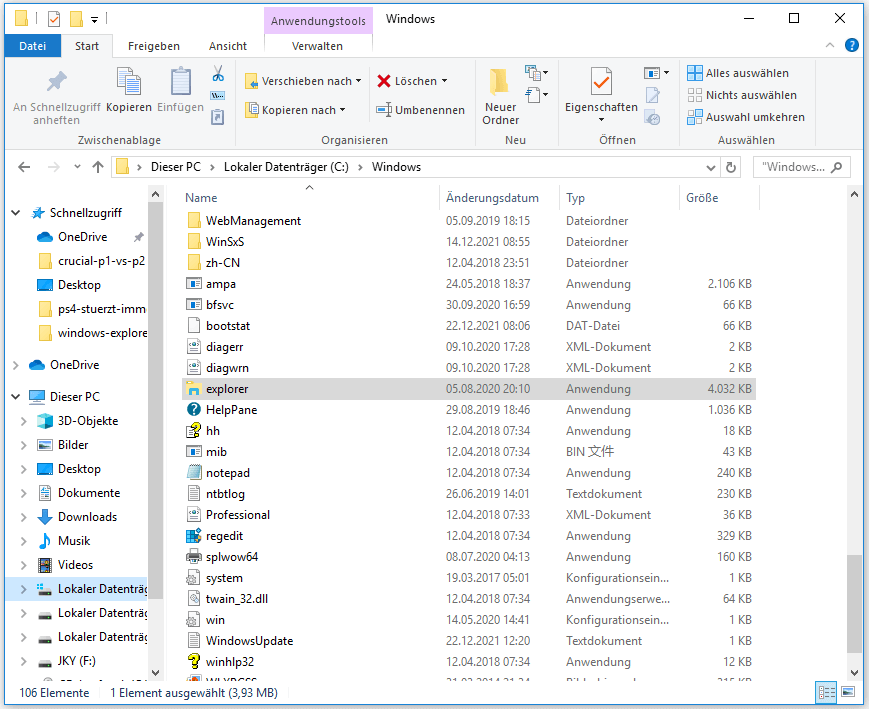 Explorer.exe ausführen