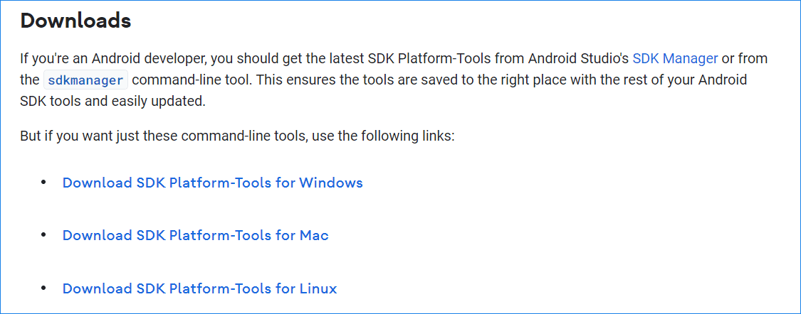 SDK Platform-Tools für Windows herunterladen