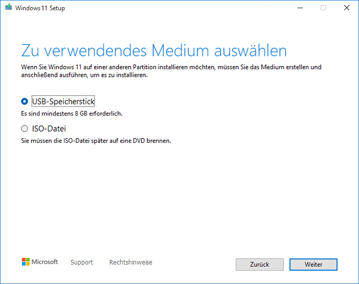Laden Sie die ISO-Datei mit dem Windows 11 Media Creation Tool herunter