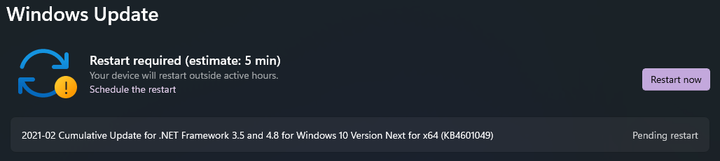 .NET Framework-Update in Windows Update