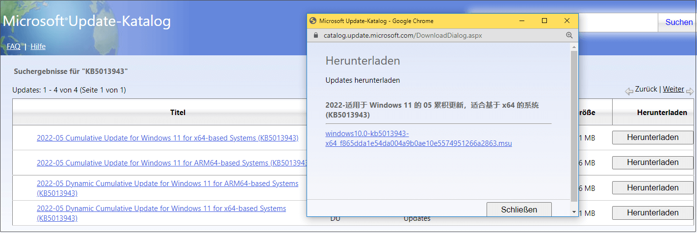  Laden Sie ein Offline-Installationsprogramm für Windows 11 KB5013943 herunter