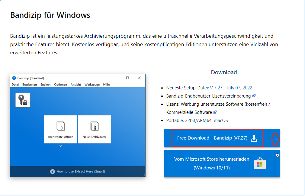 Bandizip herunterladen Windows 10