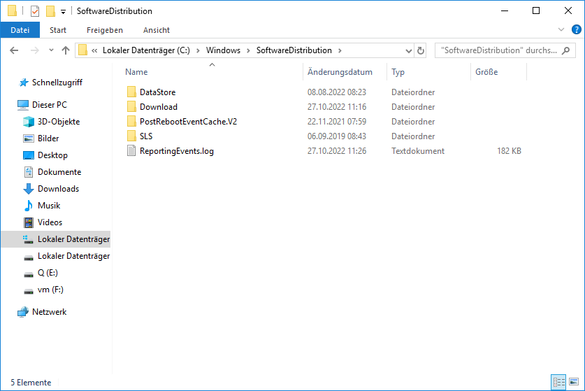Löschen Sie die zwischengespeicherten Windows-Update-Dateien