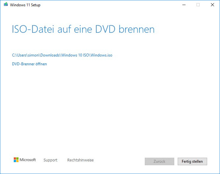 Brennen Sie die ISO-Datei an eine DVD