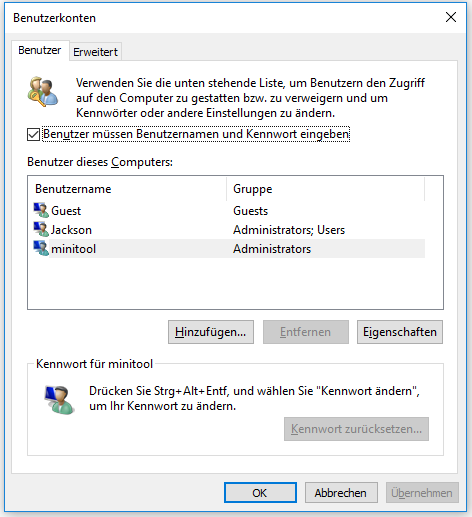 Mit netplwiz Passwort deaktivieren unter Windows 10/11
