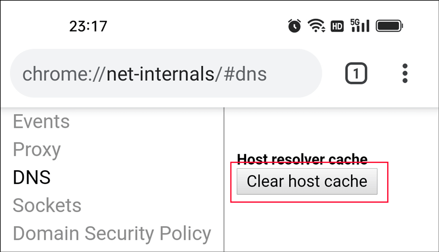 Host-Cache in Chrome auf dem Handy löschen